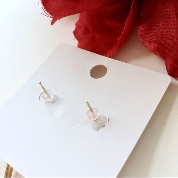 Gold Tone Elongated Hoops with Flower Pearl Accent - Picture 3 of 4